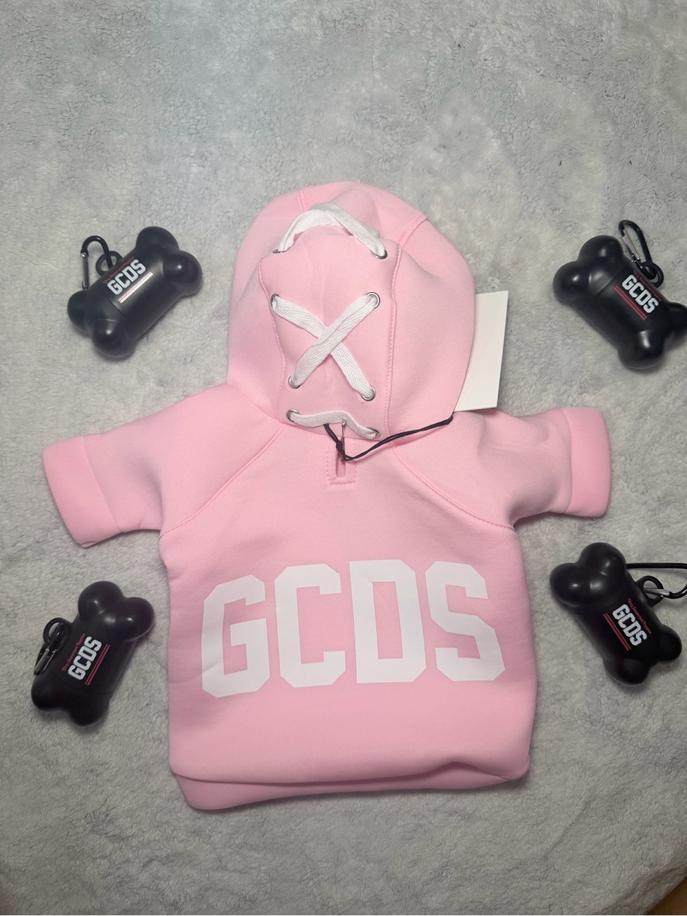 GCDS x Very Important Puppies Pink Logo Dog Sweatshirt Hoodie Luxury Pet Size S